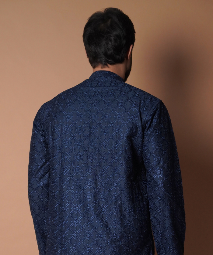 Kurta / Pants - Navy Blue Floral