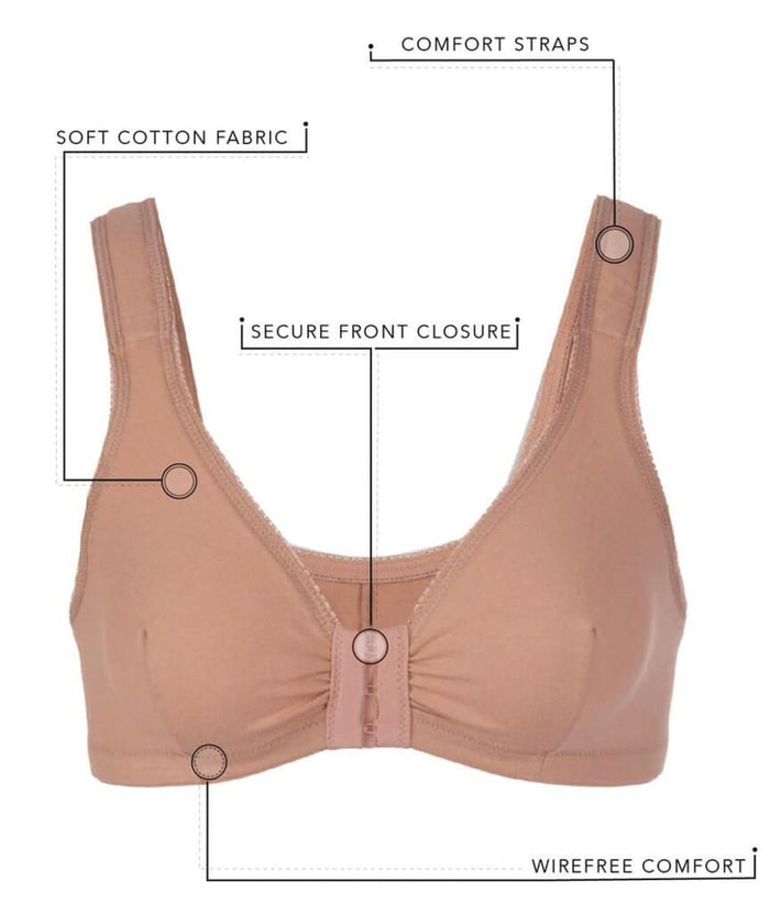 Leading Lady The Meryl Cotton Front Opening Wire-free Leisure Bra - Ecru Bras