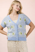 Lemon Patchwork Button Blouse