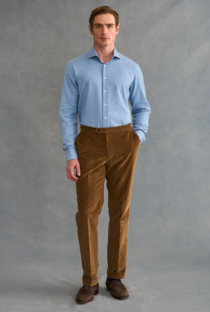 Light Blue Cutaway Collar Standard Fit Flannel Shirt