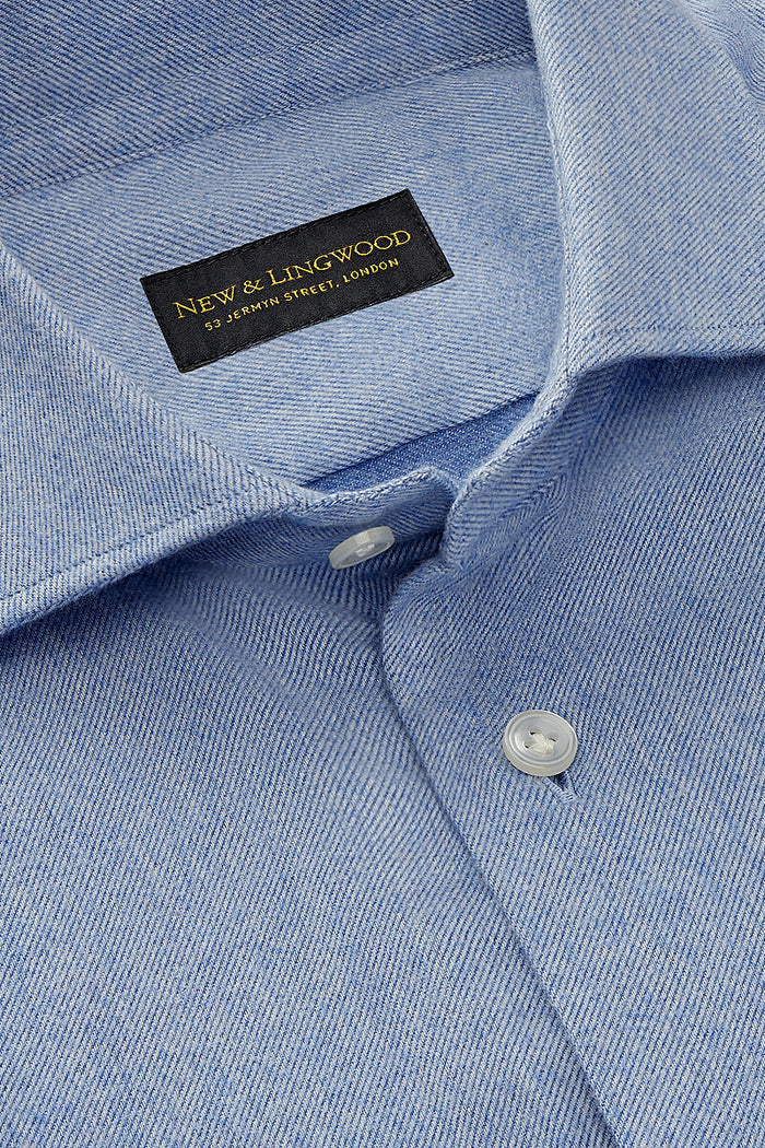 Light Blue Cutaway Collar Standard Fit Flannel Shirt