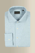 Light Blue Long Sleeve Pique Cotton Popover Shirt