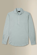 Light Blue One Piece Collar Cotton & Cashmere Popover Shirt