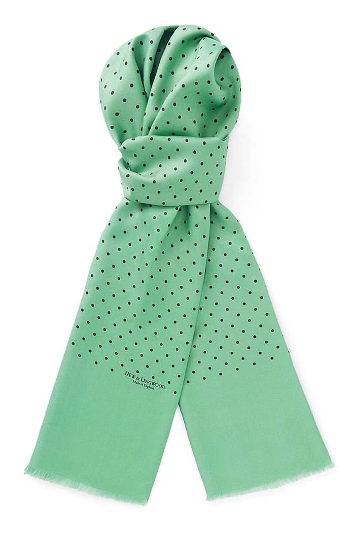Light Green Spot Printed Silk Scarf