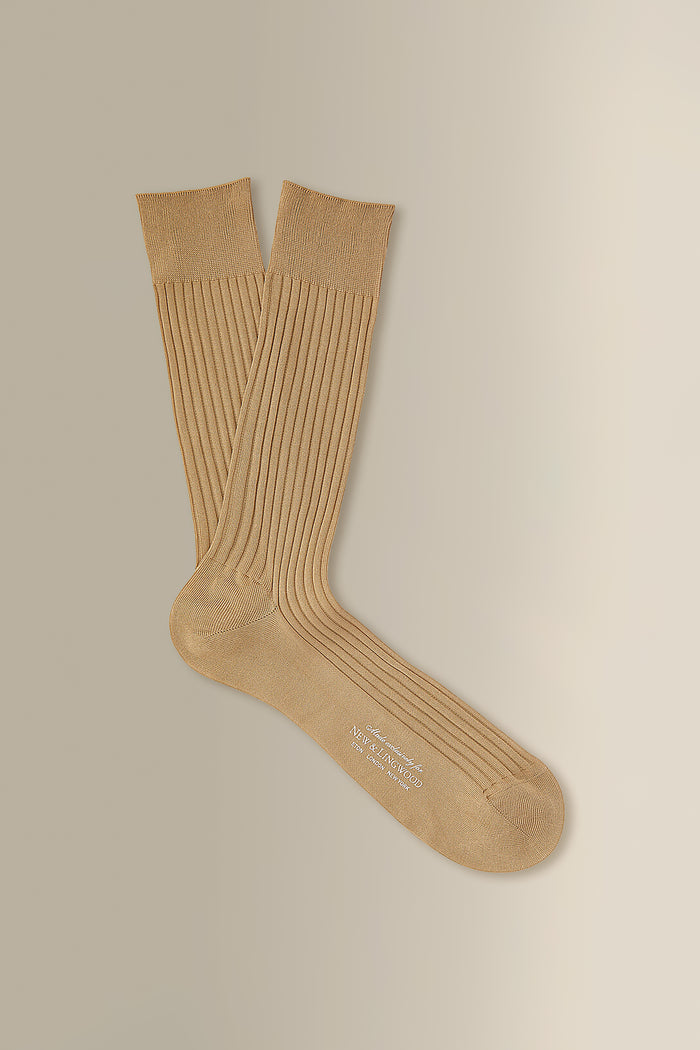 Light Khaki Mid Calf Cotton Socks