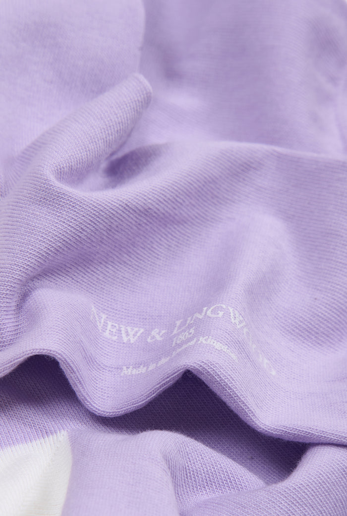 Lilac & Cream Heel Toe Mid Calf Cotton Socks