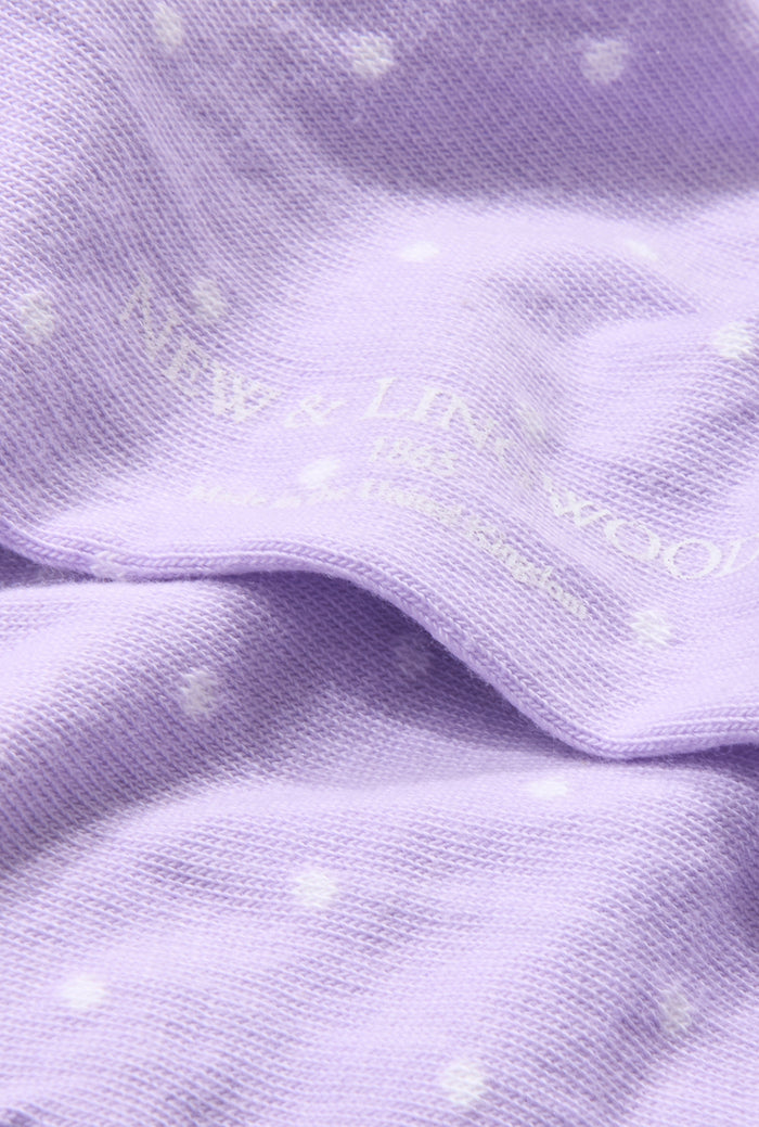 Lilac & Cream Polka Dot Mid Calf Cotton Socks