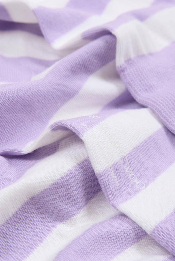 Lilac & Cream Stripe Mid Calf Cotton Socks