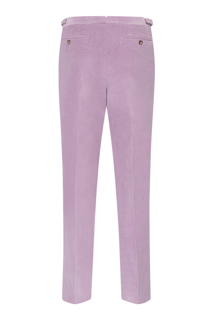 Lilac Flat Front 14 Wale Corduroy Trousers