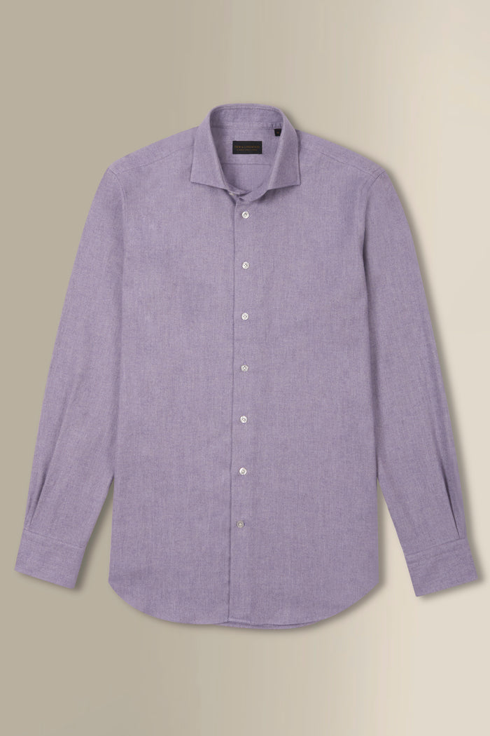Lilac Herringbone Cutaway Collar Standard Fit Flannel Shirt
