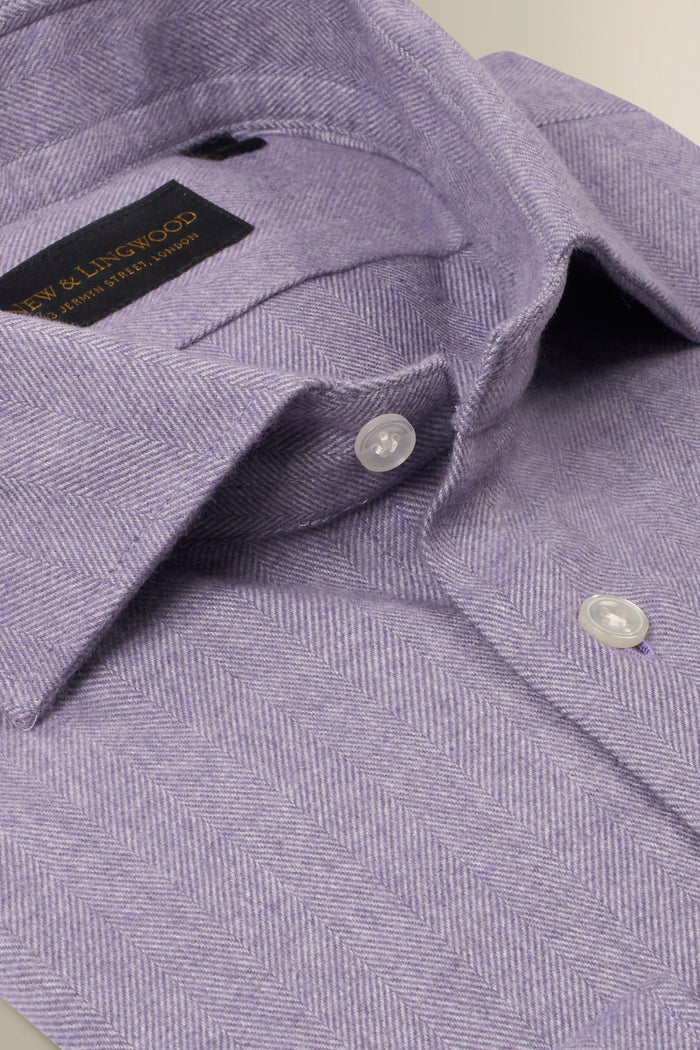 Lilac Herringbone Cutaway Collar Standard Fit Flannel Shirt