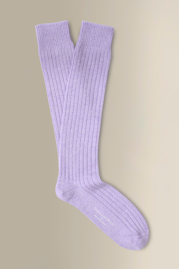 Lilac Long Heavyweight Cashmere Lounge Socks