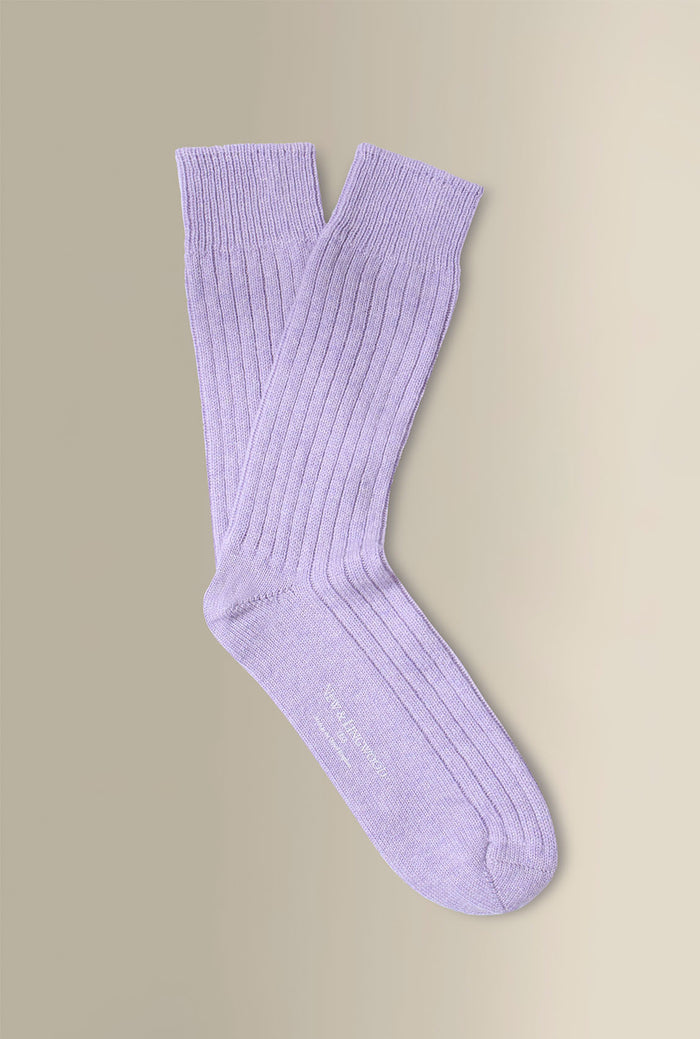 Lilac Mid Calf Heavyweight Cashmere Lounge Socks