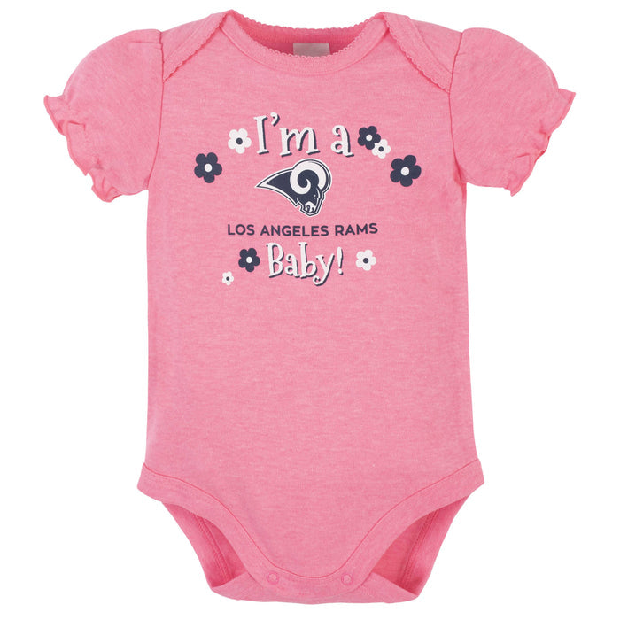 Los Angeles Rams Baby Girls Short Sleeve Bodysuits-Gerber Childrenswear