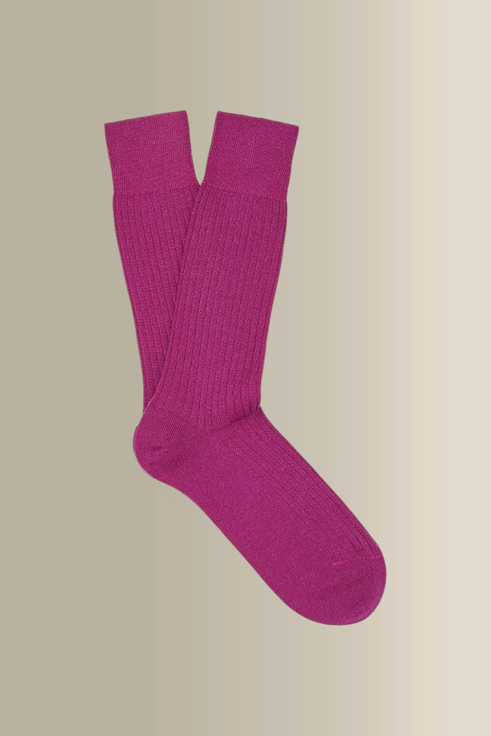 Magenta Mid Calf Lightweight Wool Socks