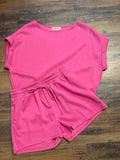 Magenta Scuba Short Set
