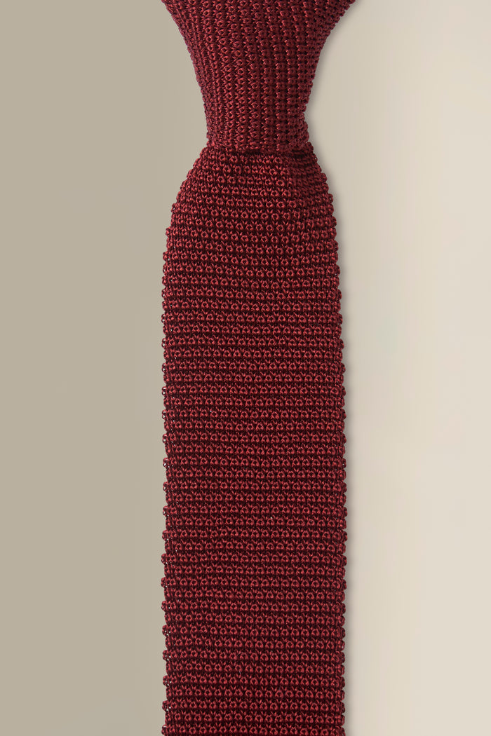 Maroon Knitted Silk Tie