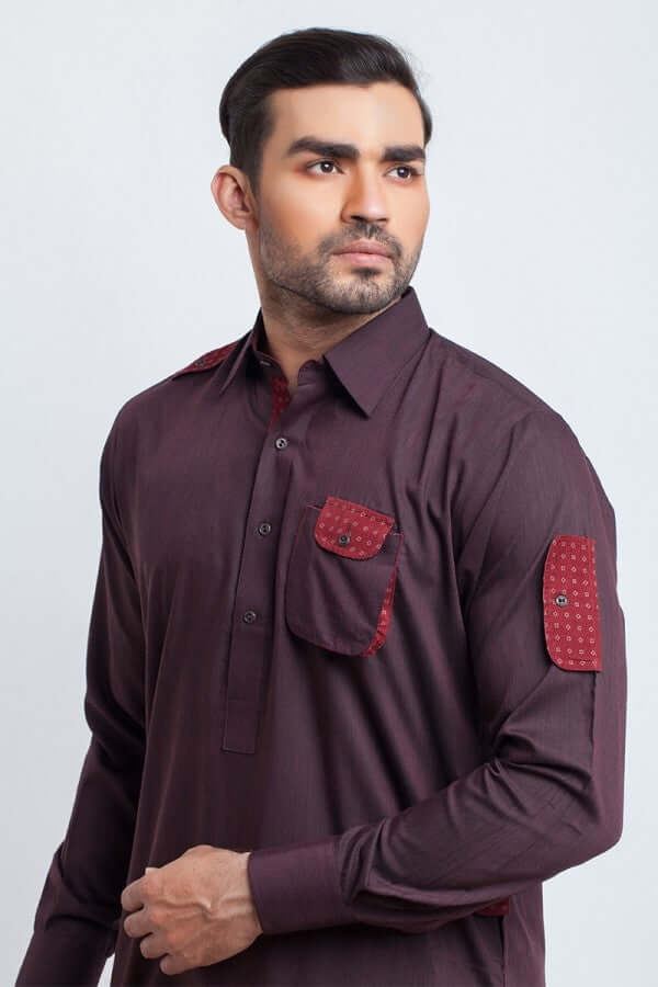 Maroon Pocket Detail Shalwar Kameez AI-SHKZ-00099