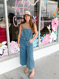 Medium Wash Wide Overalls