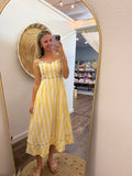 Mellow Yellow Striped Midi Dress
