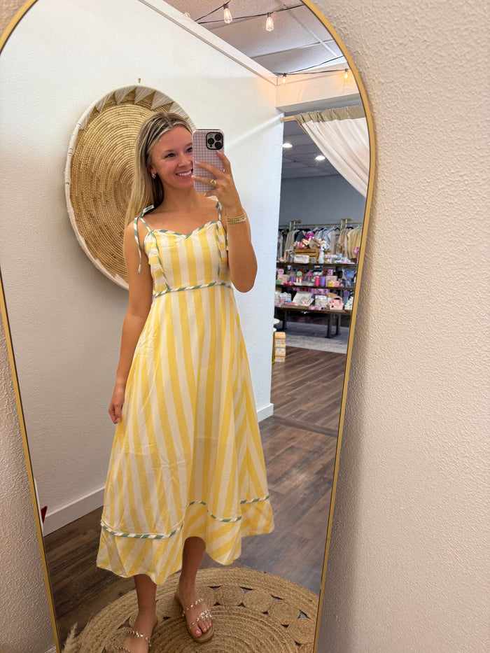 Mellow Yellow Striped Midi Dress