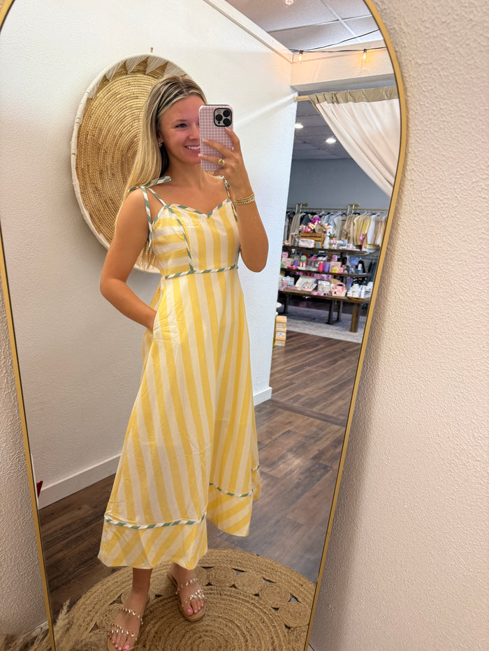 Mellow Yellow Striped Midi Dress