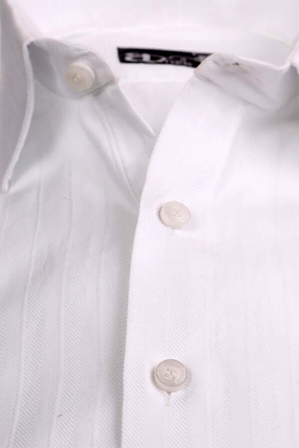 Men's White Box Pattern Formal Shirt