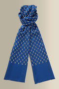 Mid Blue Skull & Crossbones Silk Scarf