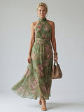 Mirelle – Women's Floral Halter Midi Dress | Huna