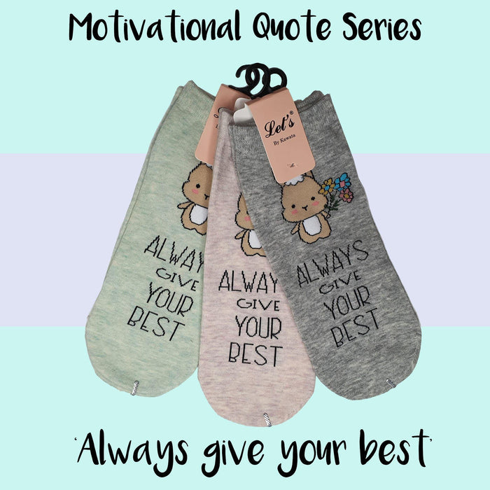 Motivational Quote Series " Always Give Your Best " Casual Ankle Socks - Kawata House of Socks