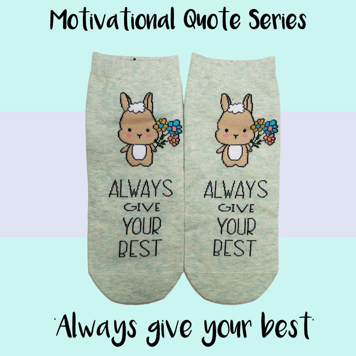 Motivational Quote Series " Always Give Your Best " Casual Ankle Socks - Kawata House of Socks
