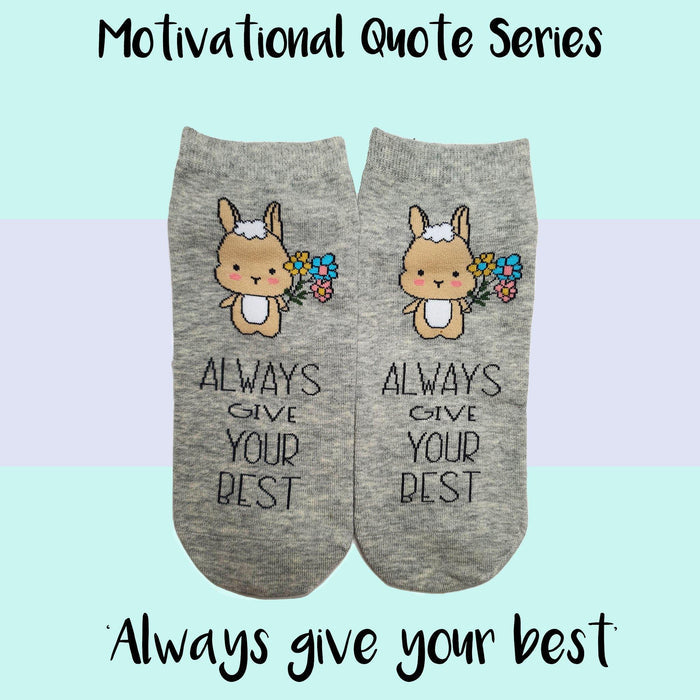 Motivational Quote Series " Always Give Your Best " Casual Ankle Socks - Kawata House of Socks