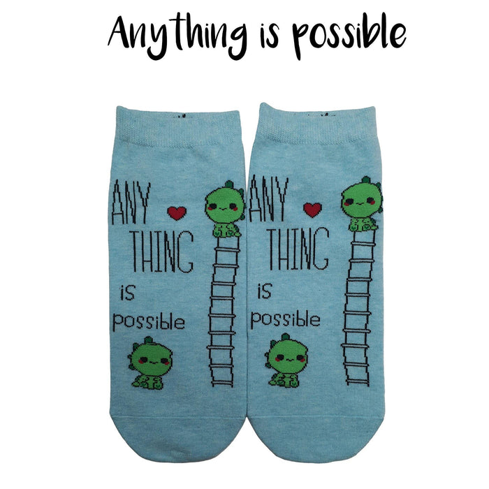 Motivational Quote Series " Anything is possible " Casual Ankle Socks - Kawata House of Socks