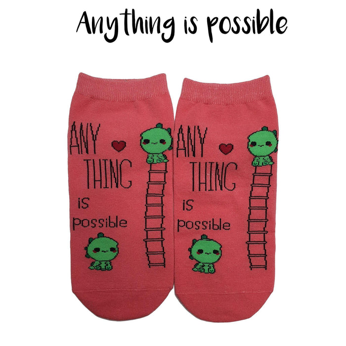 Motivational Quote Series " Anything is possible " Casual Ankle Socks - Kawata House of Socks