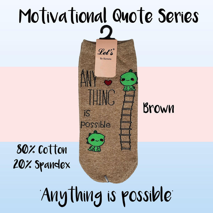Motivational Quote Series " Anything is possible " Casual Ankle Socks - Kawata House of Socks