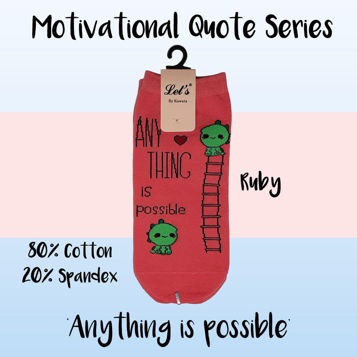 Motivational Quote Series " Anything is possible " Casual Ankle Socks - Kawata House of Socks