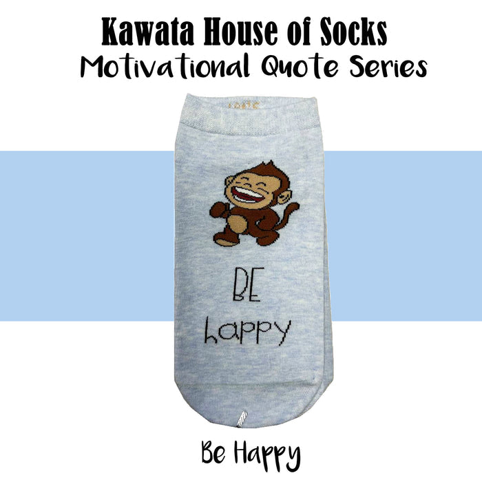 Motivational Quote Series " Be Happy " Casual Ankle Socks