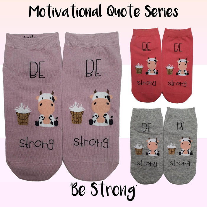 Motivational Quote Series " Be Strong " Casual Ankle Socks - Kawata House of Socks