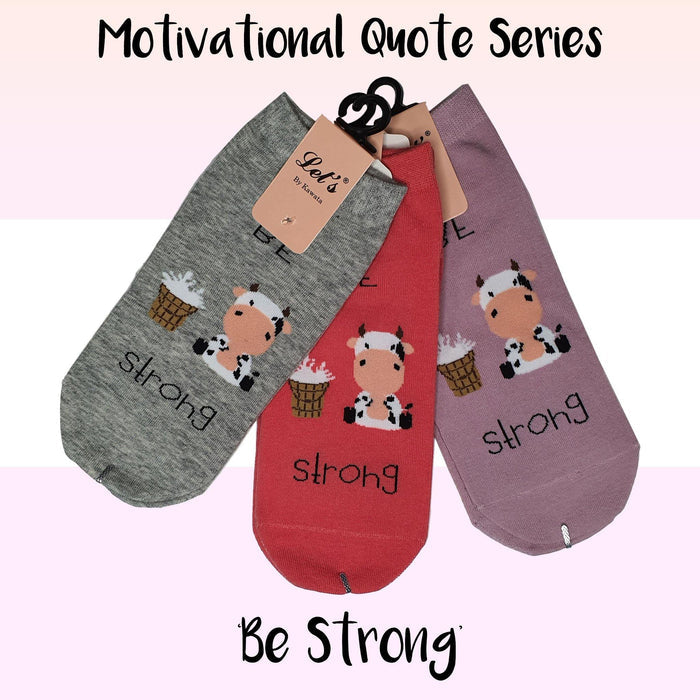 Motivational Quote Series " Be Strong " Casual Ankle Socks - Kawata House of Socks