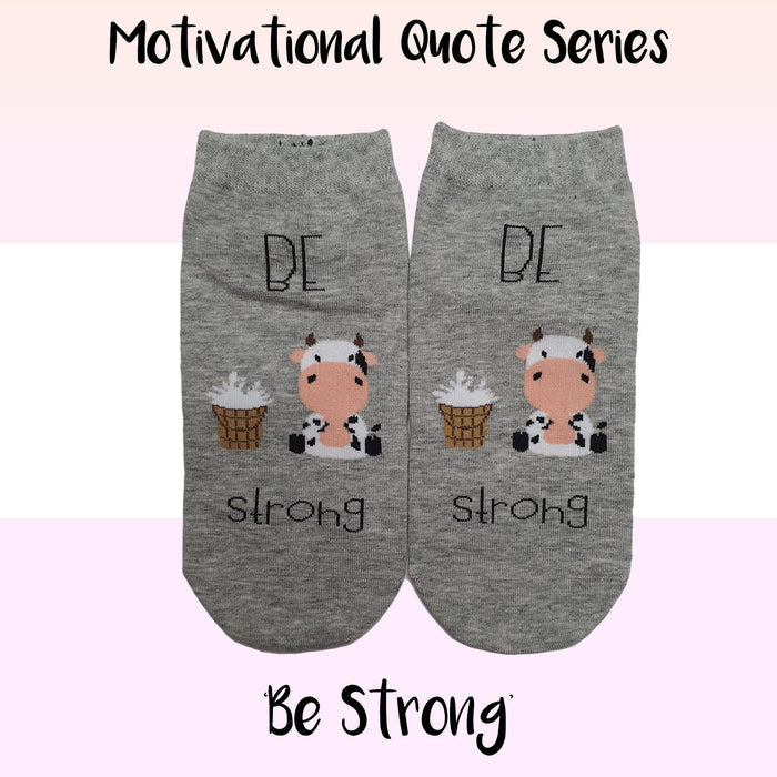 Motivational Quote Series " Be Strong " Casual Ankle Socks - Kawata House of Socks