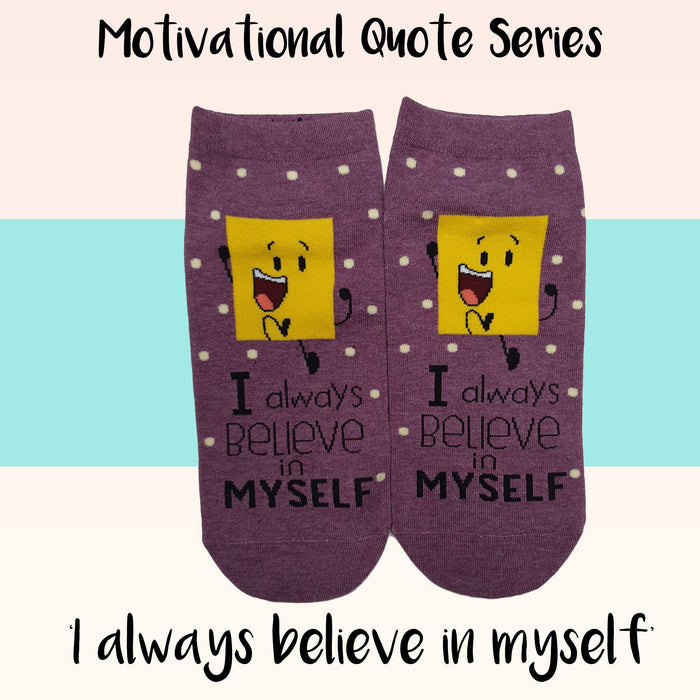 Motivational Quote Series " I always believe in myself " Casual Ankle Socks - Kawata House of Socks