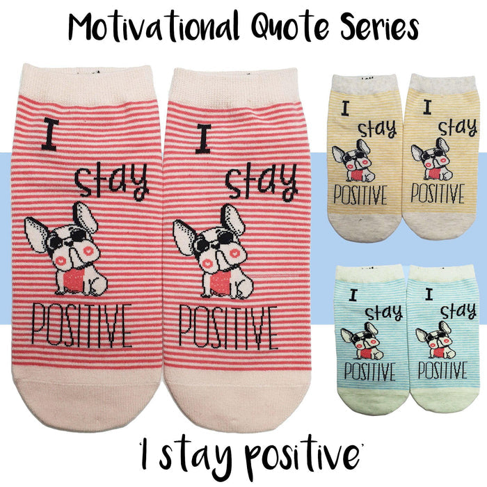 Motivational Quote Series " I stay positive " Casual Ankle Socks - Kawata House of Socks