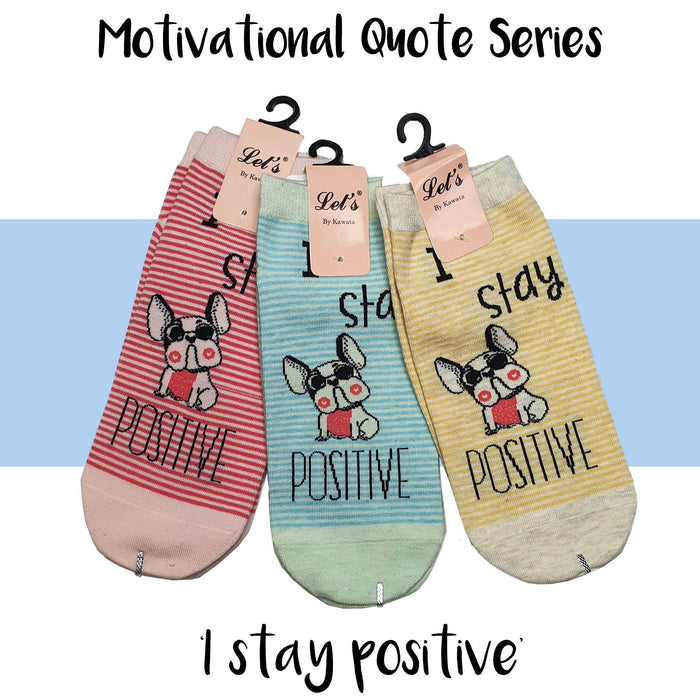 Motivational Quote Series " I stay positive " Casual Ankle Socks - Kawata House of Socks