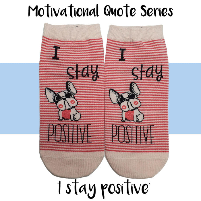 Motivational Quote Series " I stay positive " Casual Ankle Socks - Kawata House of Socks