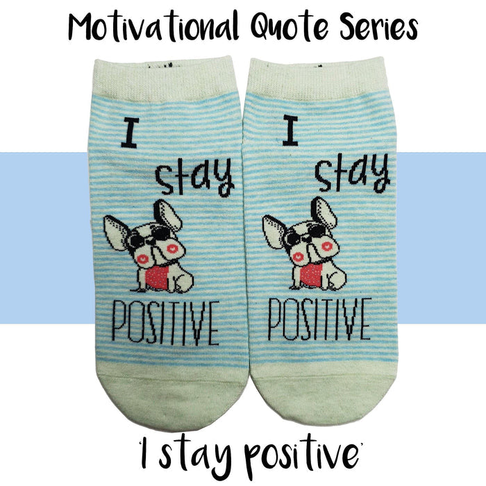 Motivational Quote Series " I stay positive " Casual Ankle Socks - Kawata House of Socks