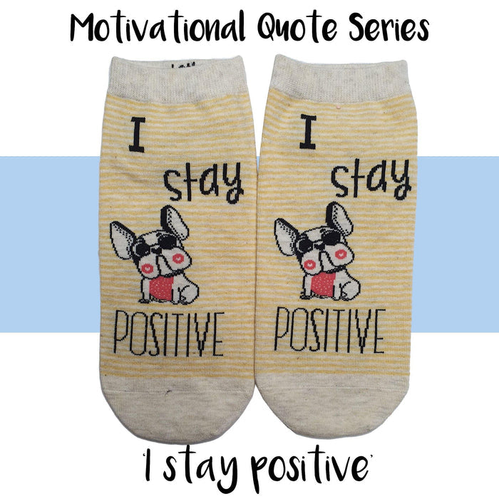 Motivational Quote Series " I stay positive " Casual Ankle Socks - Kawata House of Socks