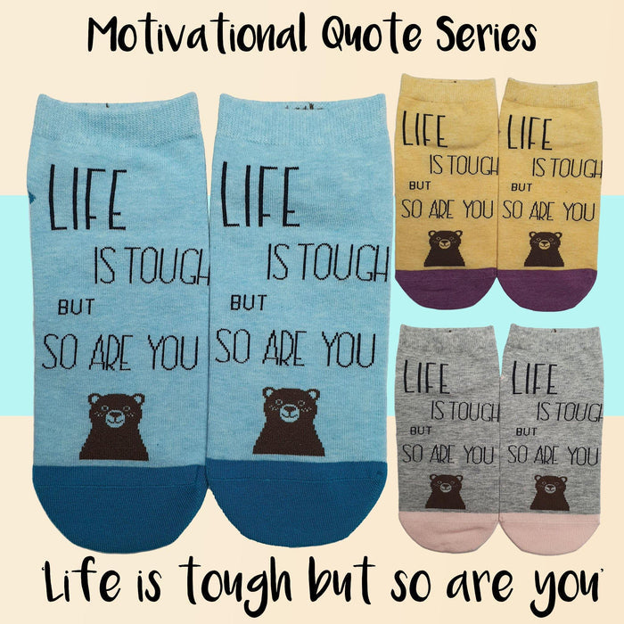 Motivational Quote Series " Life is tough but so are you " Casual Ankle Socks - Kawata House of Socks