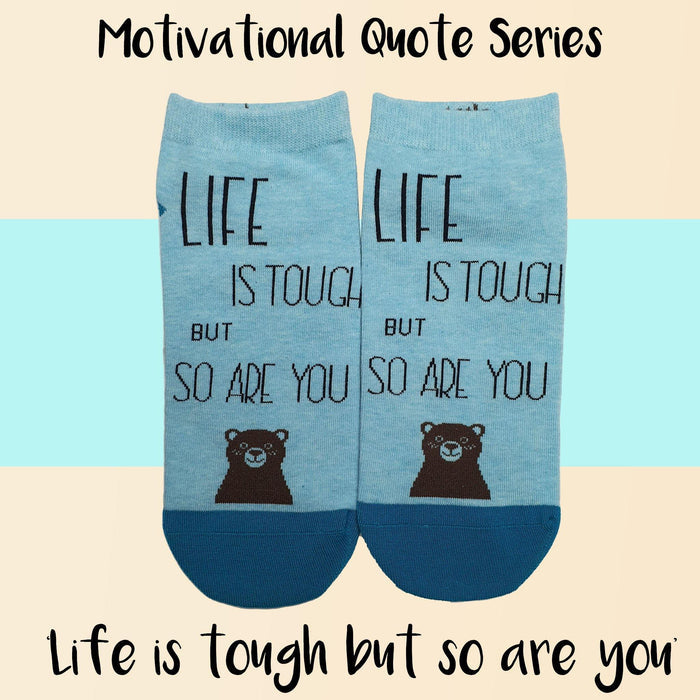 Motivational Quote Series " Life is tough but so are you " Casual Ankle Socks - Kawata House of Socks