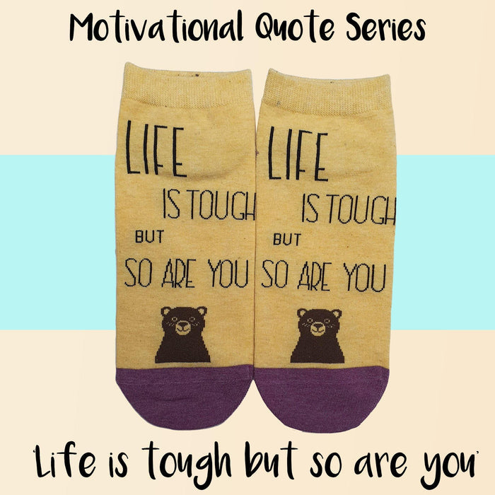 Motivational Quote Series " Life is tough but so are you " Casual Ankle Socks - Kawata House of Socks