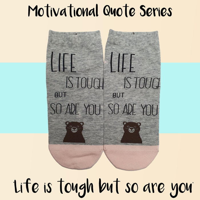 Motivational Quote Series " Life is tough but so are you " Casual Ankle Socks - Kawata House of Socks